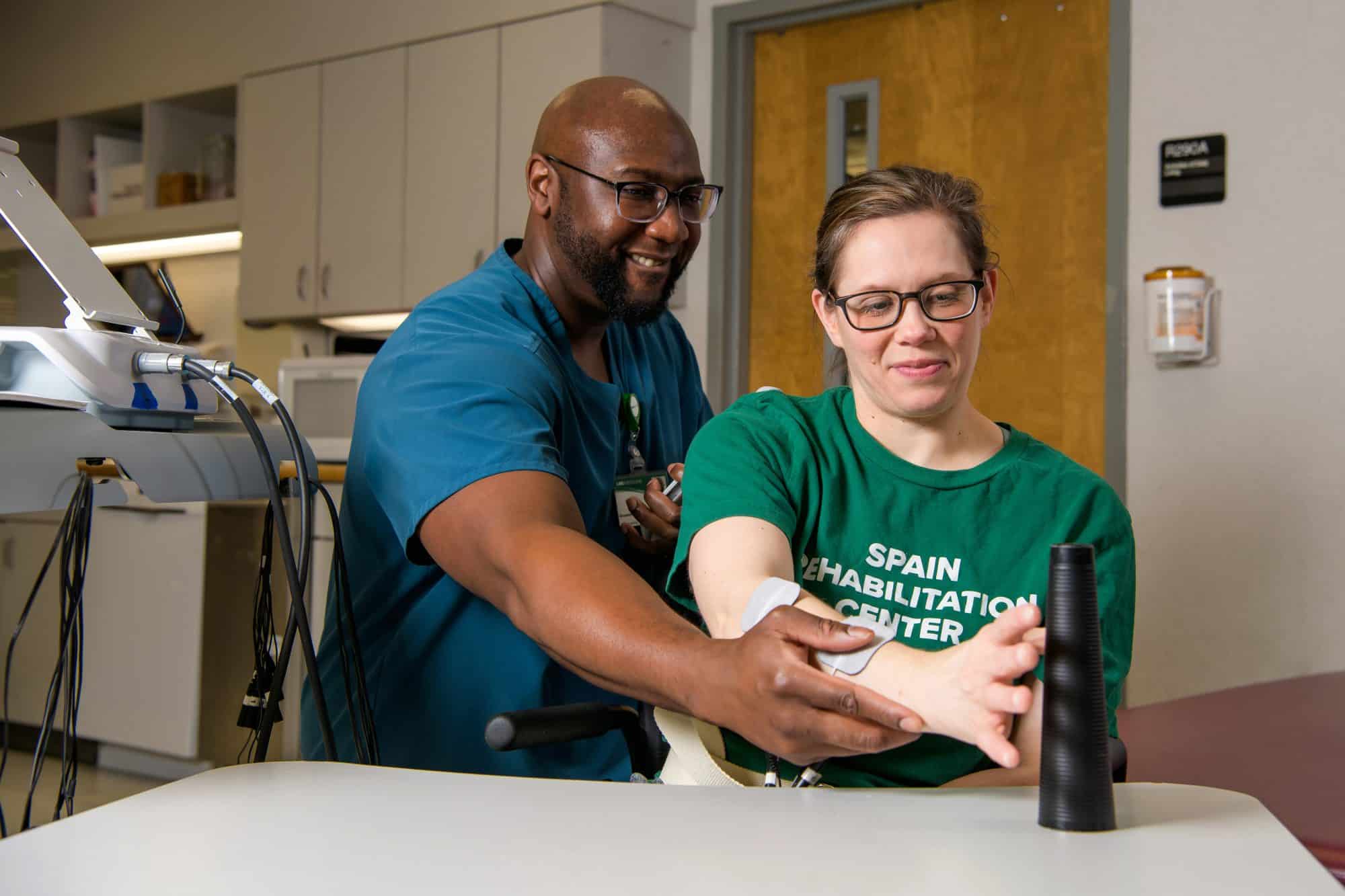 Occupational therapy patient with UAB rehab specialist