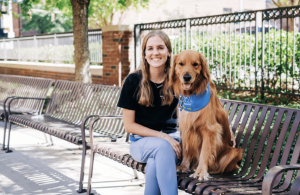 UAB Spain Rehabilitation Center’s first facility dog Topgun with Emily Rider, a recreational therapist at UAB and facility dog handler.